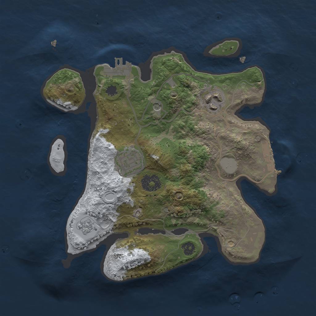 Rust Map: Procedural Map, Size: 2500, Seed: 608569, 11 Monuments