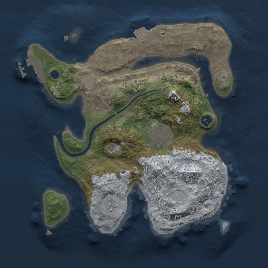 Rust Map: Procedural Map, Size: 2500, Seed: 5731910, 5 Monuments