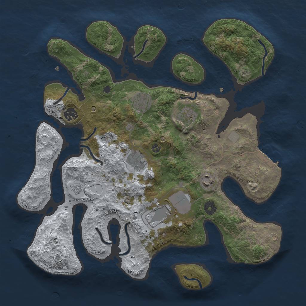 Rust Map: Procedural Map, Size: 3500, Seed: 4548590, 14 Monuments