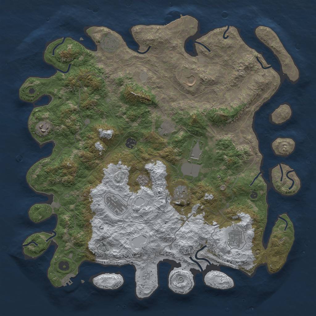 Rust Map: Procedural Map, Size: 4500, Seed: 4718800, 19 Monuments