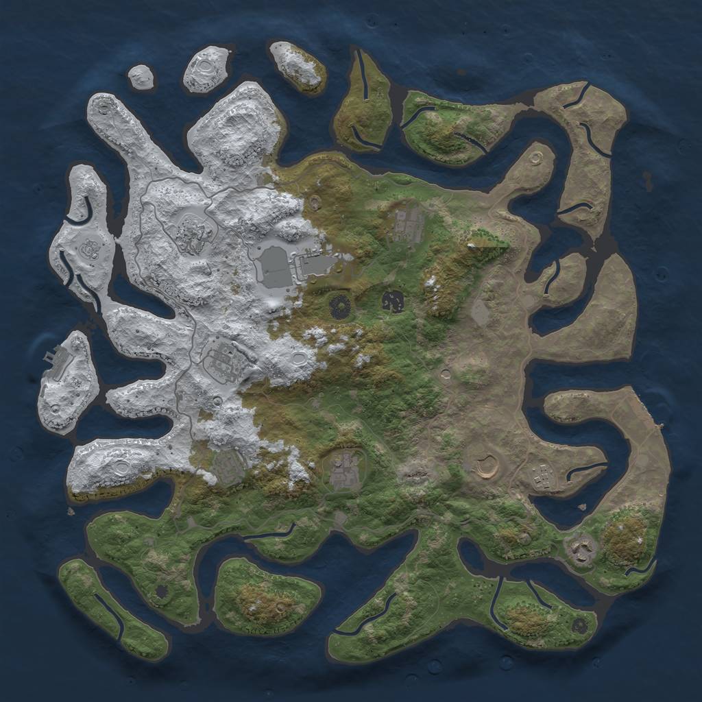 Rust Map: Procedural Map, Size: 4500, Seed: 2170077, 19 Monuments