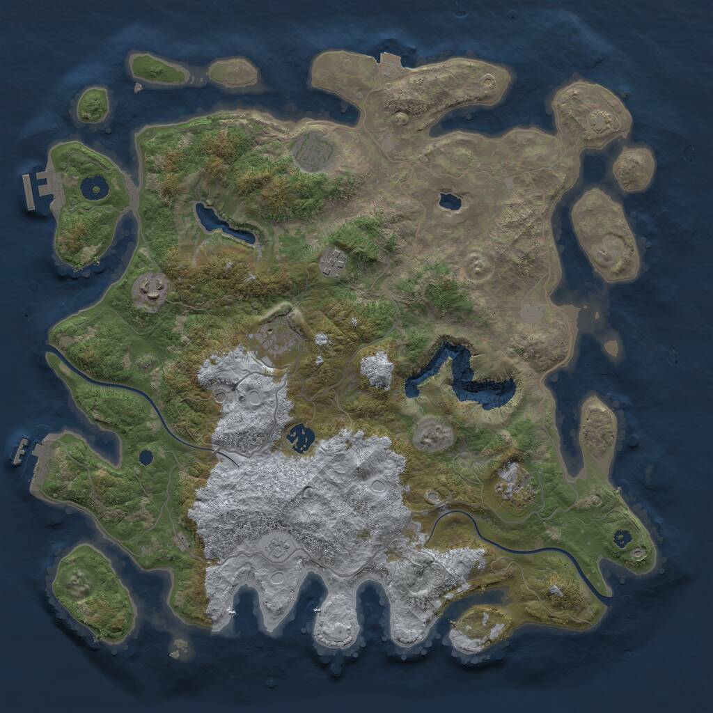 Rust Map: Procedural Map, Size: 4000, Seed: 7847456, 12 Monuments