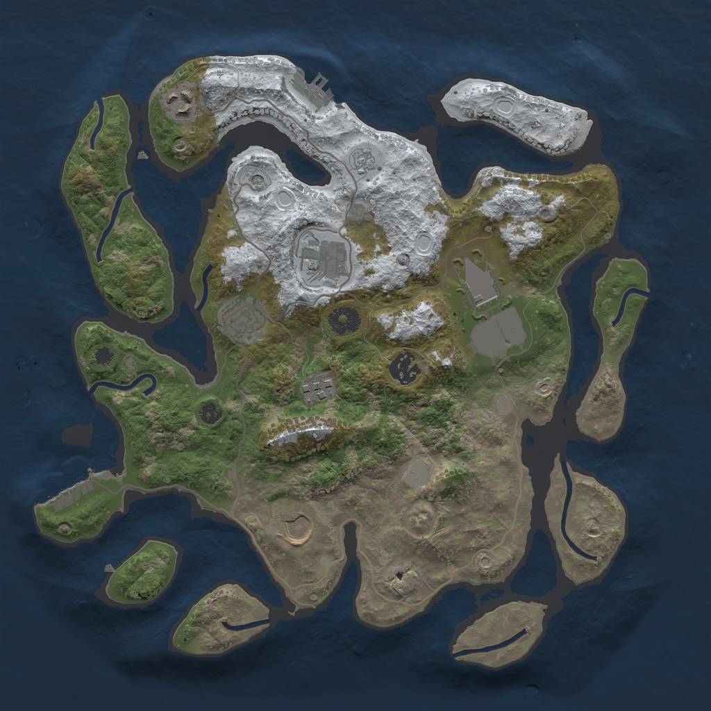 Rust Map: Procedural Map, Size: 3500, Seed: 314153, 16 Monuments