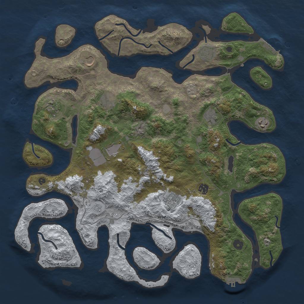 Rust Map: Procedural Map, Size: 4500, Seed: 5130039, 19 Monuments