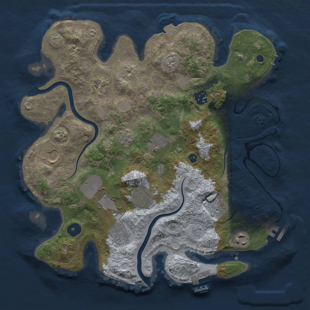 Rust Map: Procedural Map, Size: 3500, Seed: 4682513, 16 Monuments