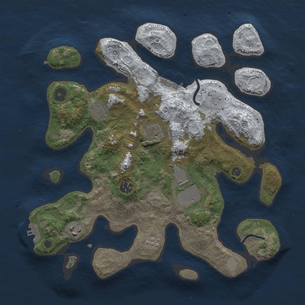 Rust Map: Procedural Map, Size: 3500, Seed: 1025, 15 Monuments