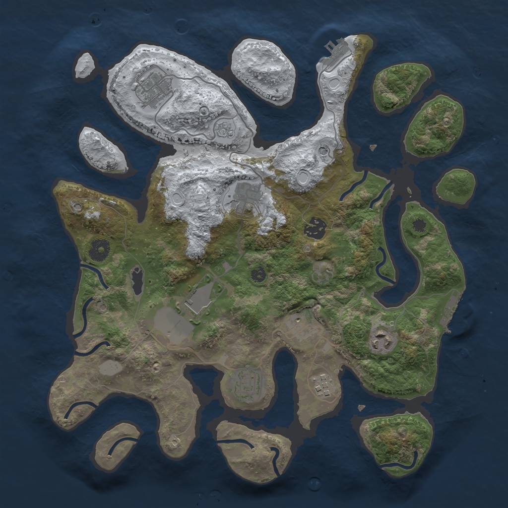 Rust Map: Procedural Map, Size: 3500, Seed: 808995, 17 Monuments