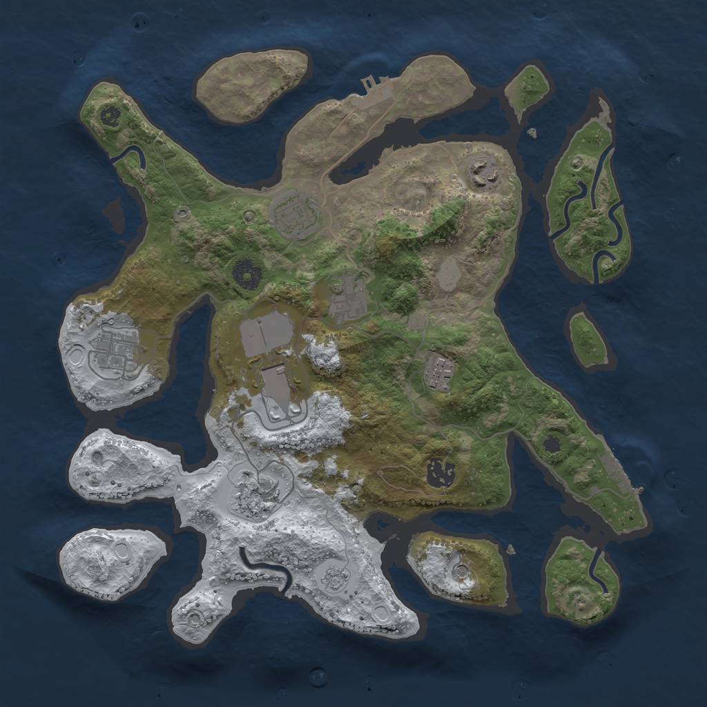 Rust Map: Procedural Map, Size: 3500, Seed: 2970038, 17 Monuments