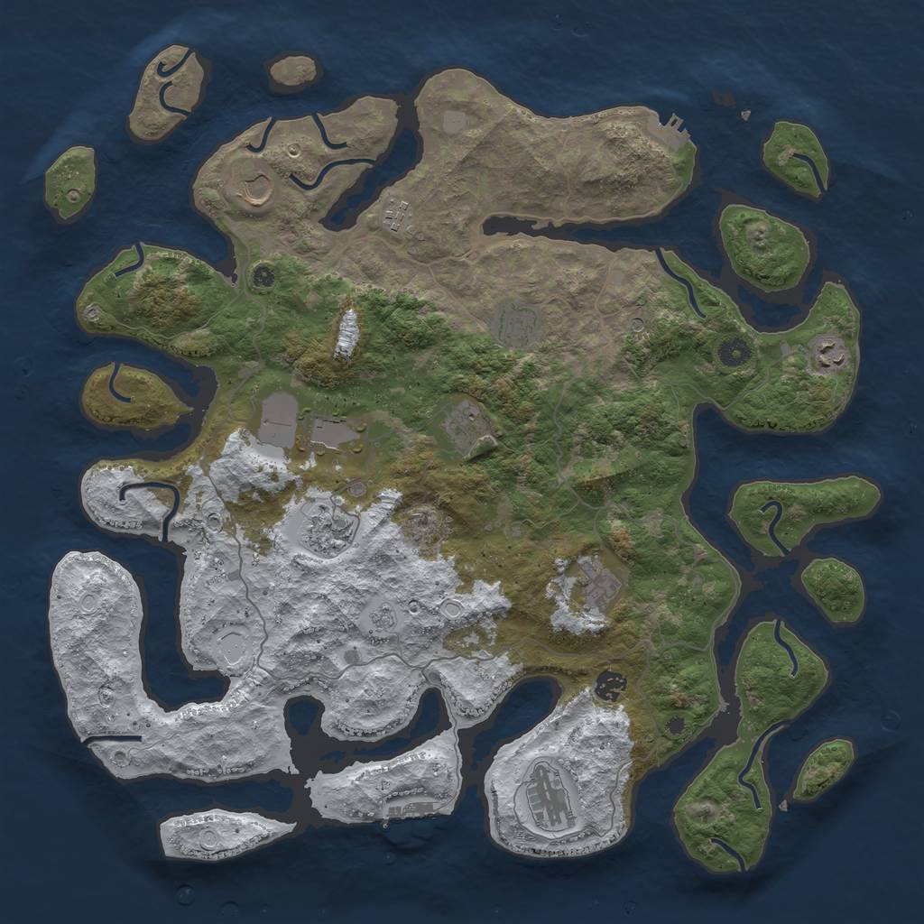 Rust Map: Procedural Map, Size: 4500, Seed: 1139373, 19 Monuments
