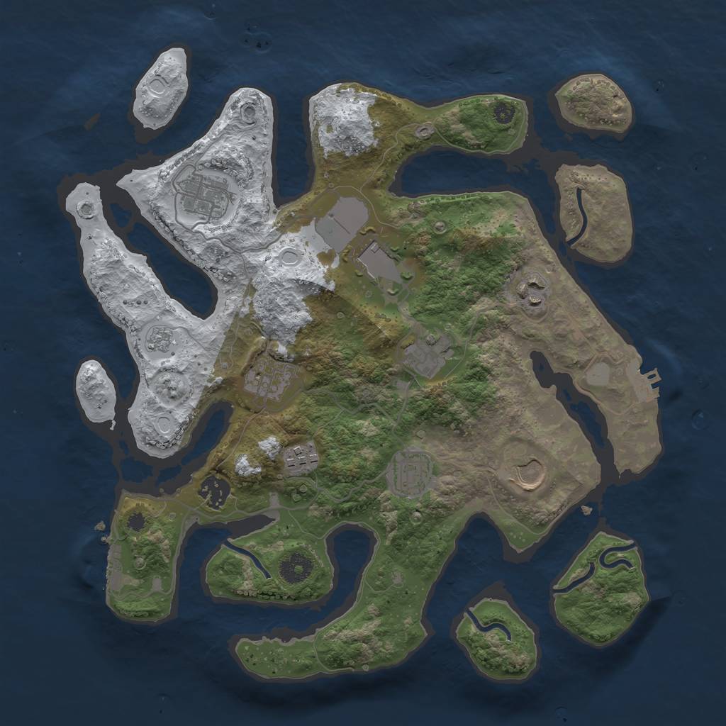 Rust Map: Procedural Map, Size: 3500, Seed: 1205998657, 17 Monuments