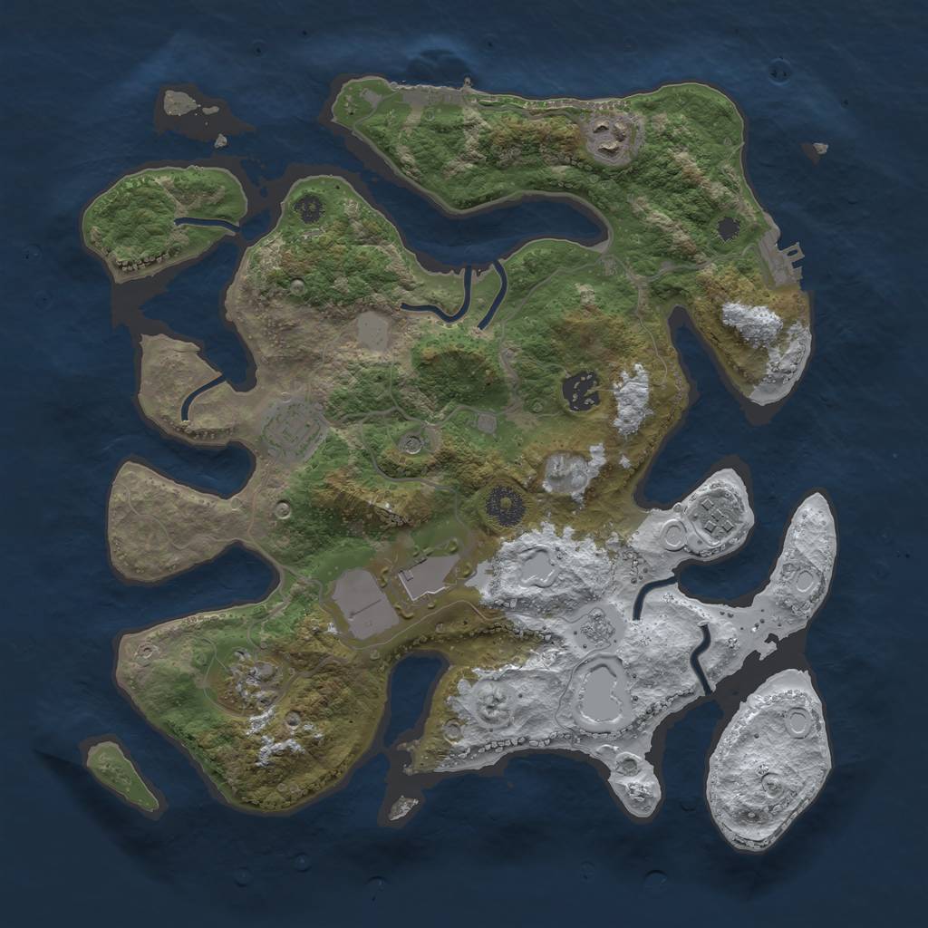 Rust Map: Procedural Map, Size: 3500, Seed: 4261395, 15 Monuments