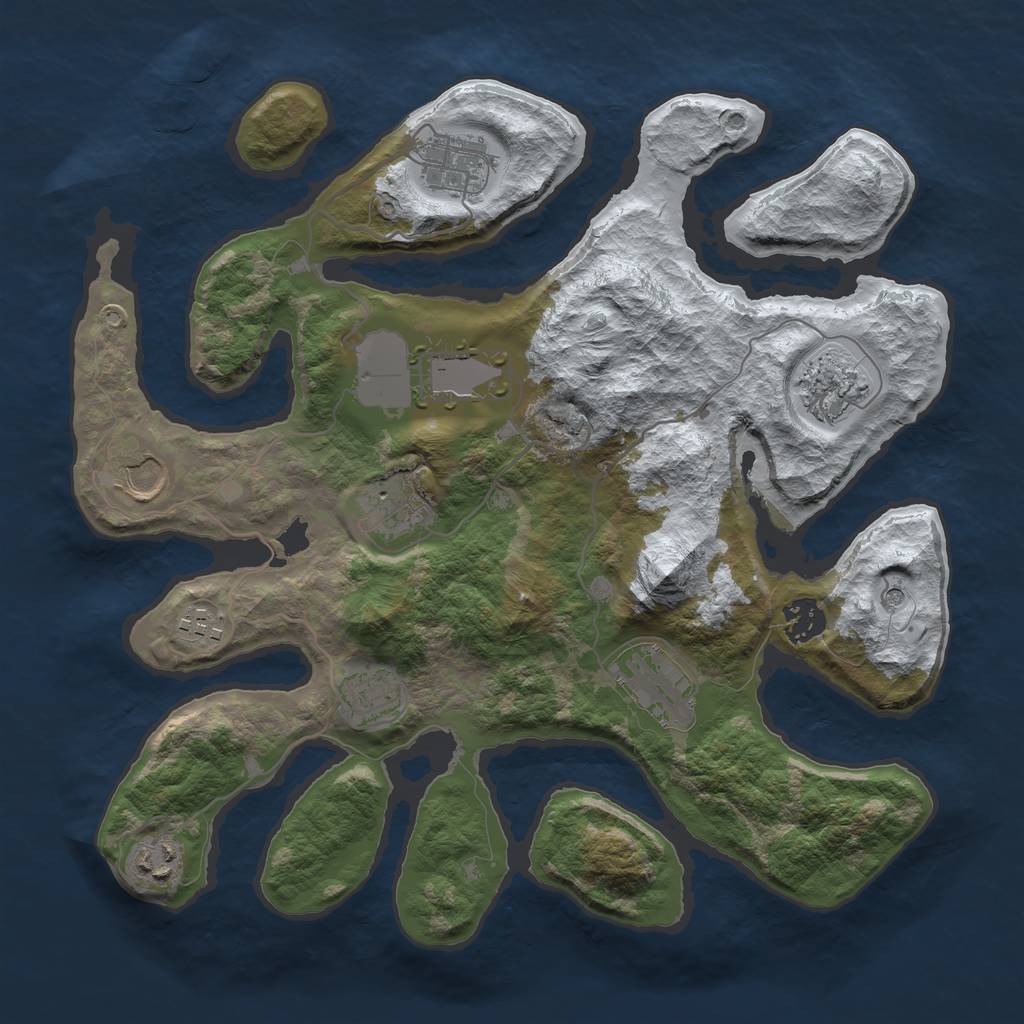 Rust Map: Barren, Size: 3500, Seed: 5984905, 13 Monuments