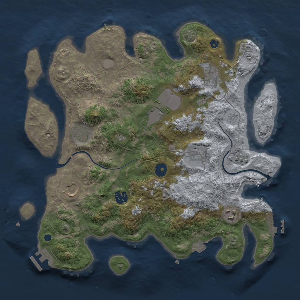 Rust Map: Procedural Map, Size: 3500, Seed: 4024953, 14 Monuments