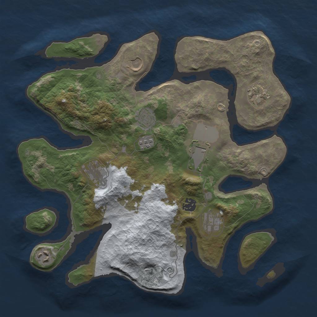 Rust Map: Barren, Size: 3500, Seed: 980482, 12 Monuments