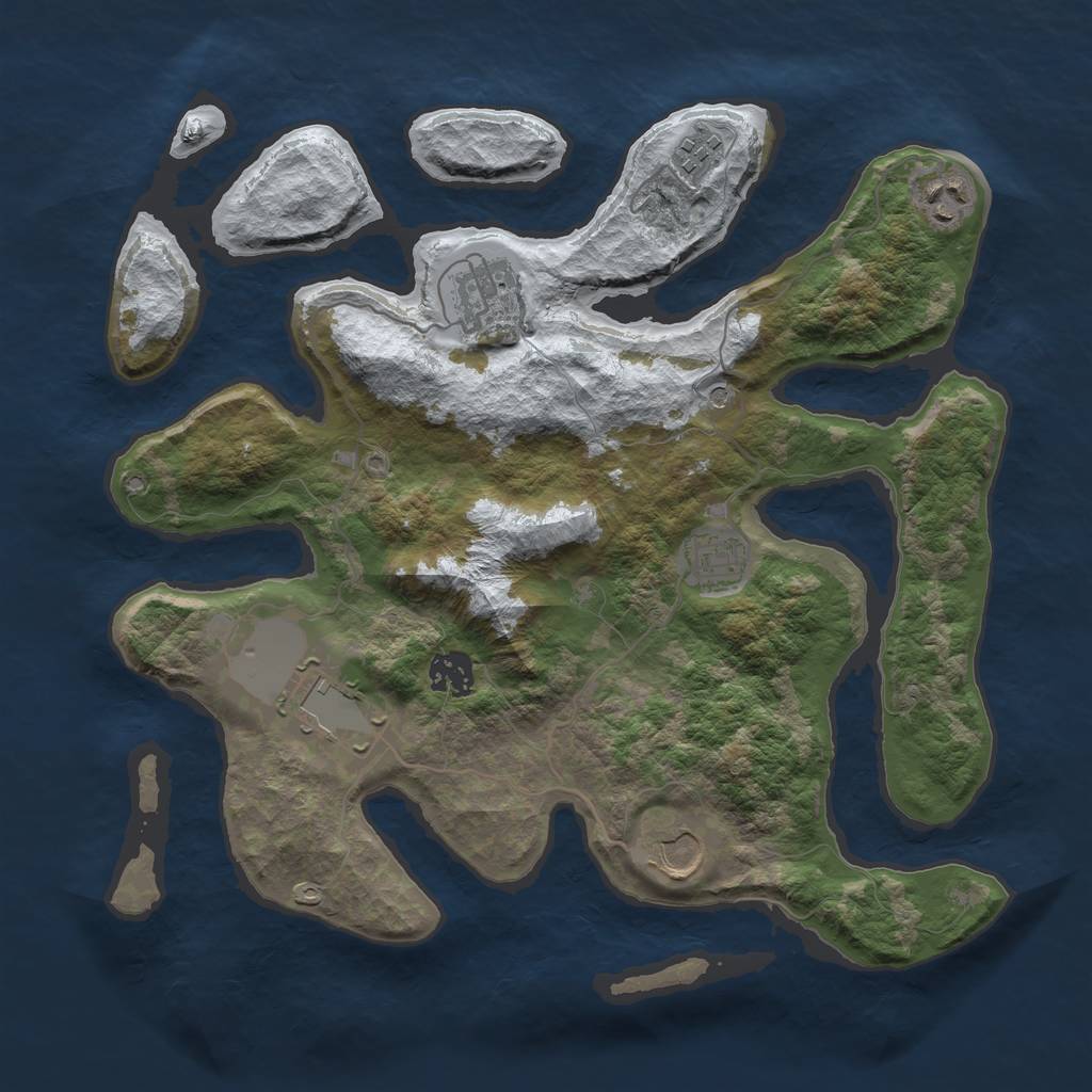 Rust Map: Barren, Size: 3500, Seed: 5536845, 10 Monuments