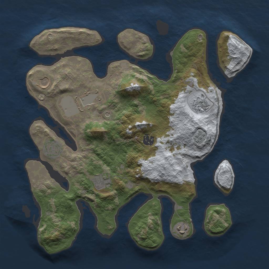 Rust Map: Barren, Size: 3500, Seed: 1167108, 11 Monuments