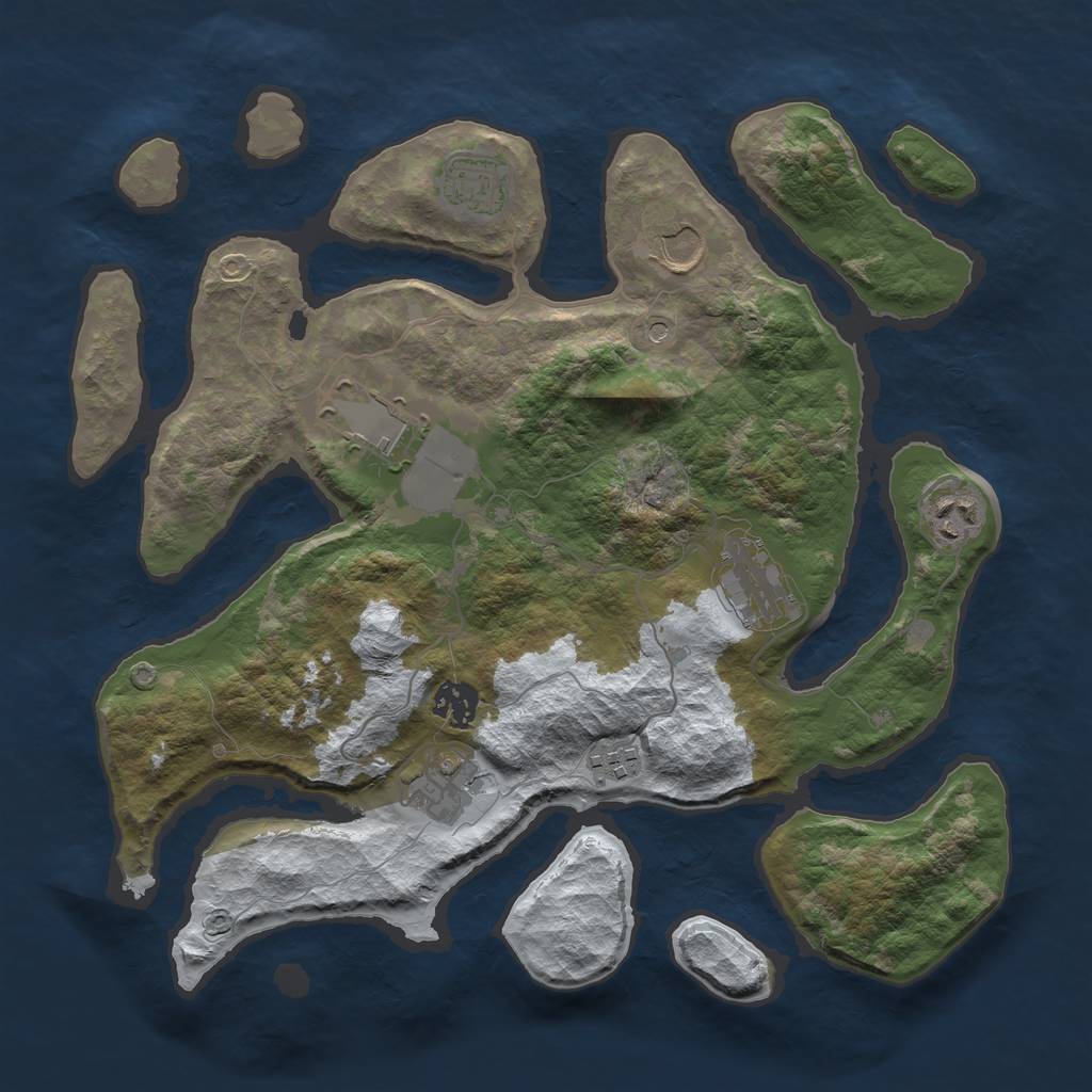Rust Map: Barren, Size: 3500, Seed: 4474987, 11 Monuments