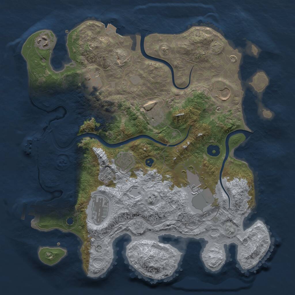 Rust Map: Procedural Map, Size: 3500, Seed: 3656761, 14 Monuments