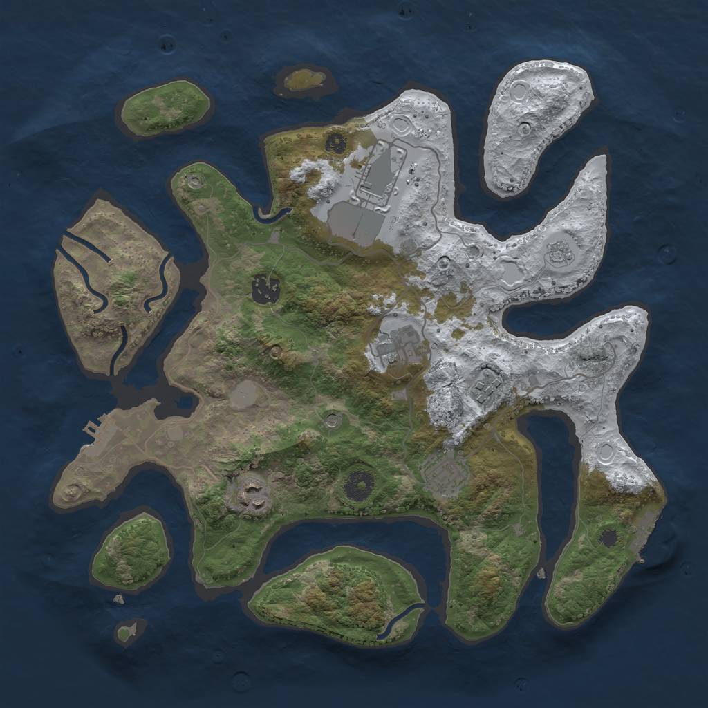 Rust Map: Procedural Map, Size: 3500, Seed: 3734886, 15 Monuments