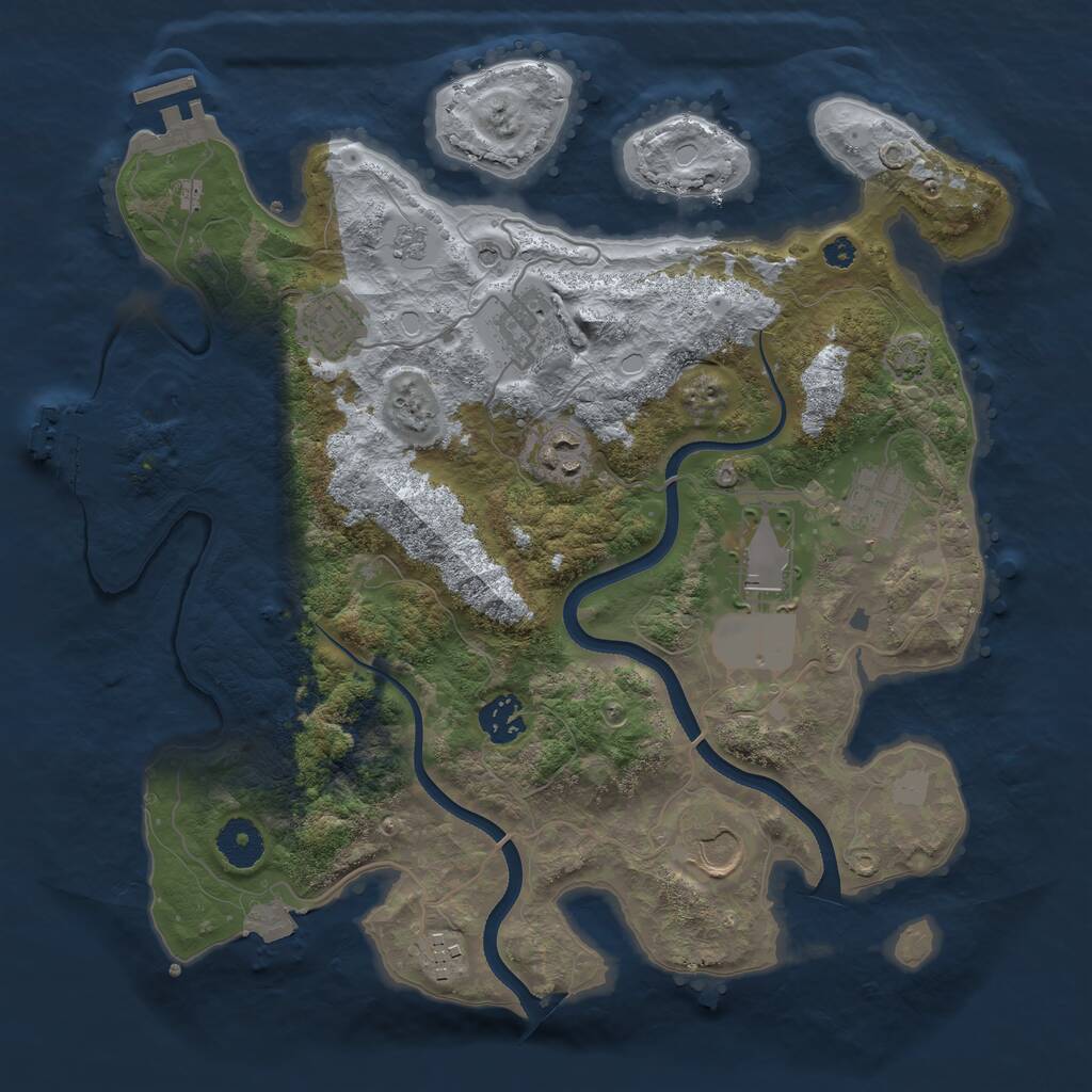 Rust Map: Procedural Map, Size: 3500, Seed: 6153581, 14 Monuments