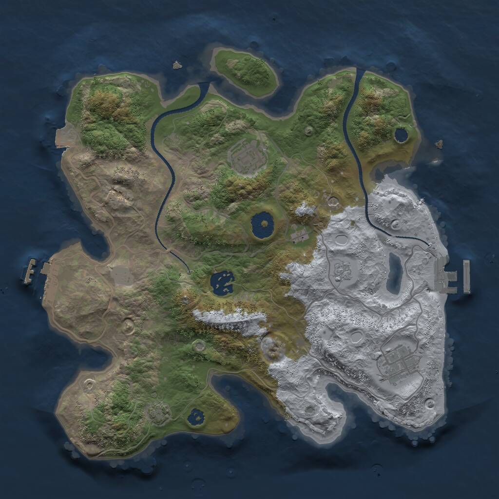 Rust Map: Procedural Map, Size: 3000, Seed: 1305071840, 9 Monuments