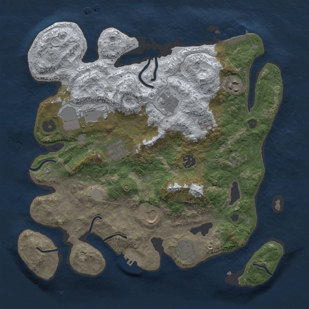 Rust Map: Procedural Map, Size: 3500, Seed: 5246091, 17 Monuments