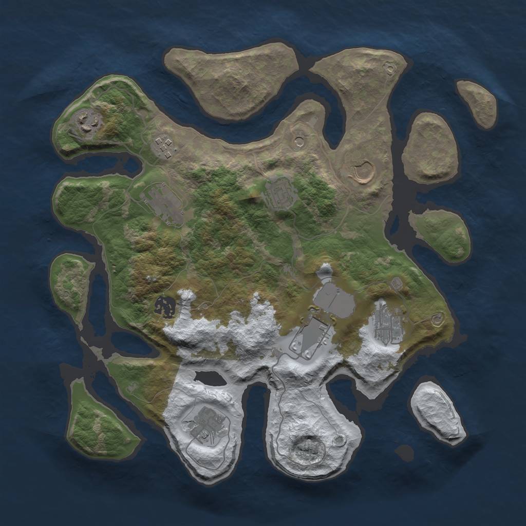 Rust Map: Barren, Size: 3500, Seed: 5390796, 12 Monuments
