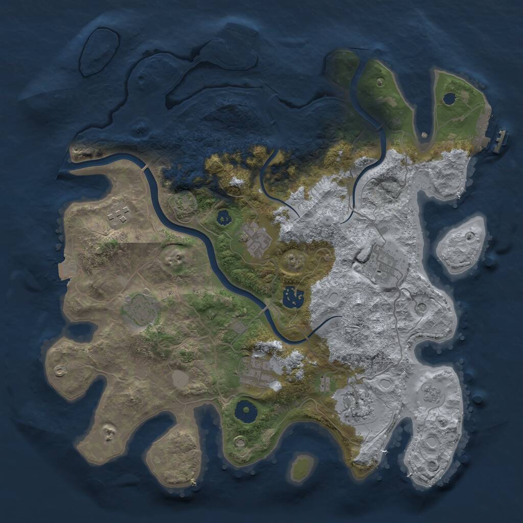 Rust Map: Procedural Map, Size: 3500, Seed: 3576807, 13 Monuments