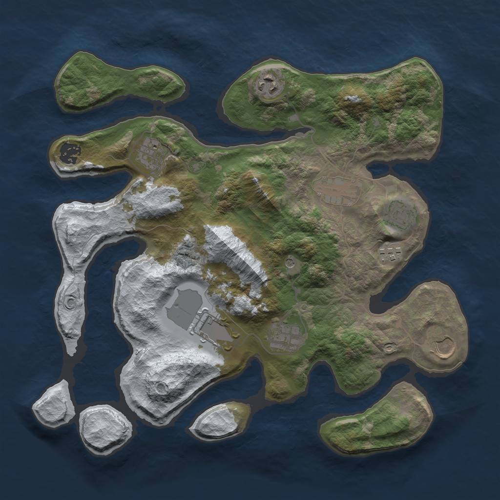 Rust Map: Barren, Size: 3500, Seed: 5147510, 12 Monuments