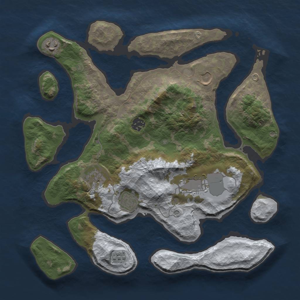 Rust Map: Barren, Size: 3500, Seed: 5986261, 10 Monuments