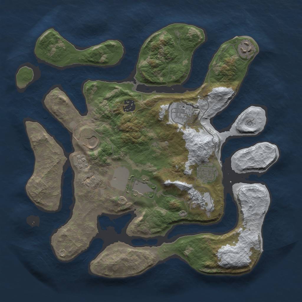 Rust Map: Barren, Size: 3500, Seed: 3979042, 11 Monuments