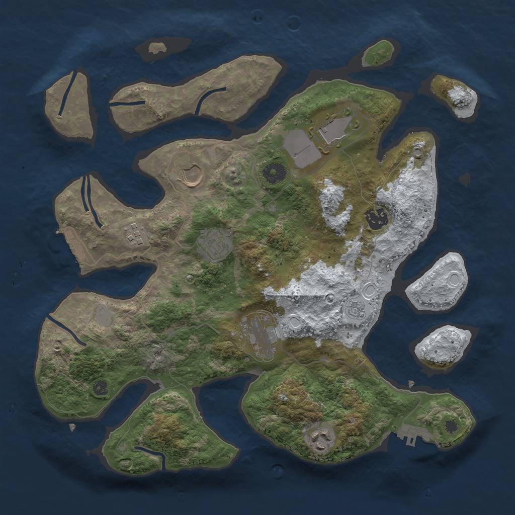 Rust Map: Procedural Map, Size: 3500, Seed: 5499352, 15 Monuments