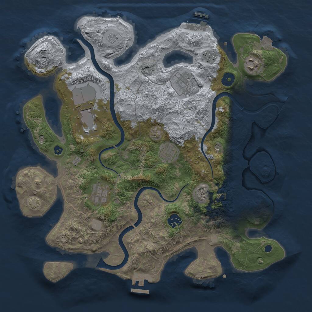 Rust Map: Procedural Map, Size: 3500, Seed: 4134651, 13 Monuments