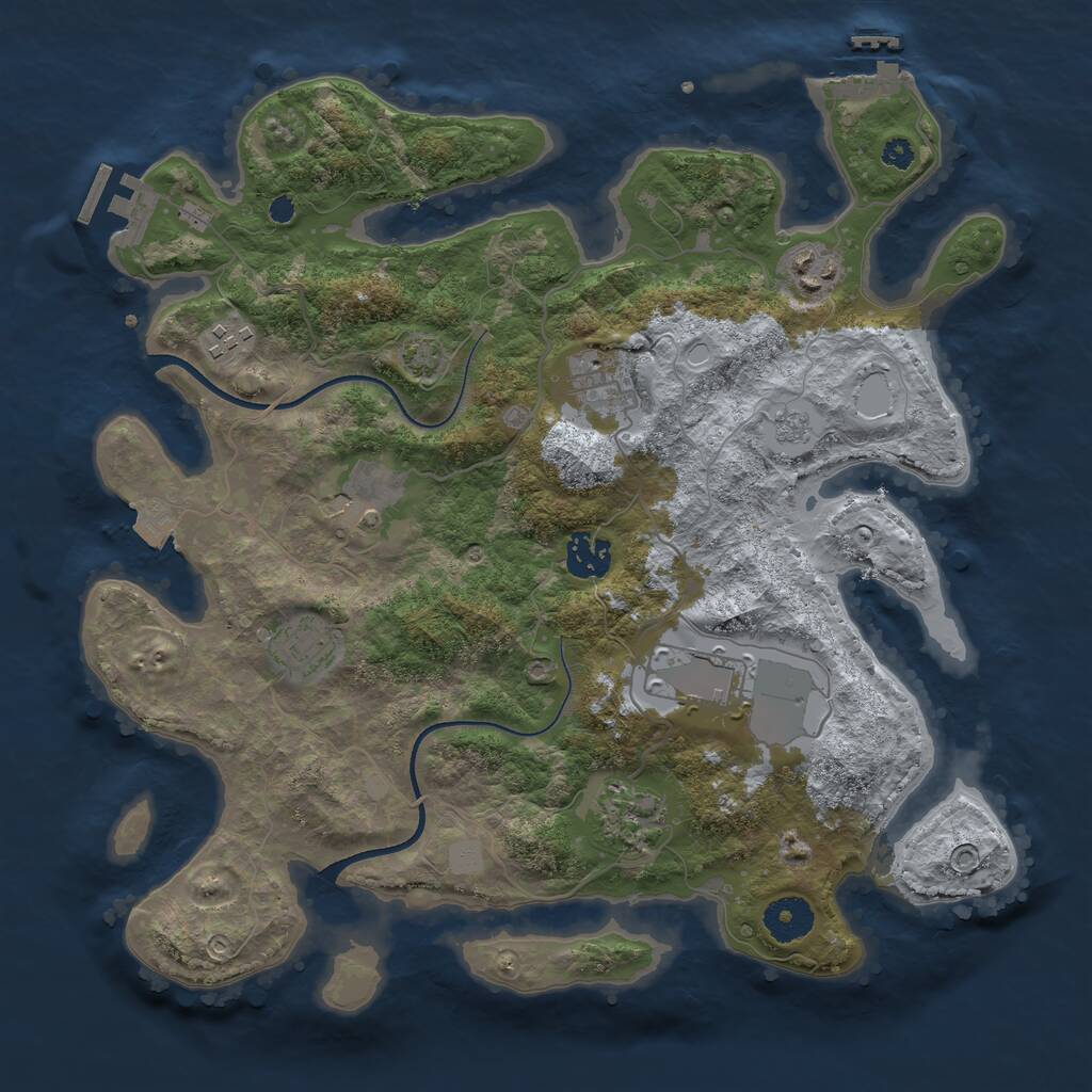Rust Map: Procedural Map, Size: 3500, Seed: 1703494, 13 Monuments