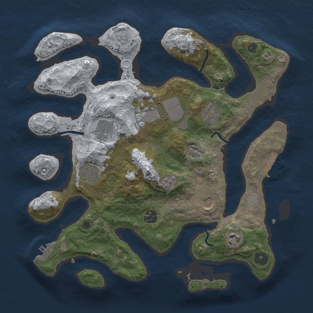 Rust Map: Procedural Map, Size: 3500, Seed: 1058833, 16 Monuments