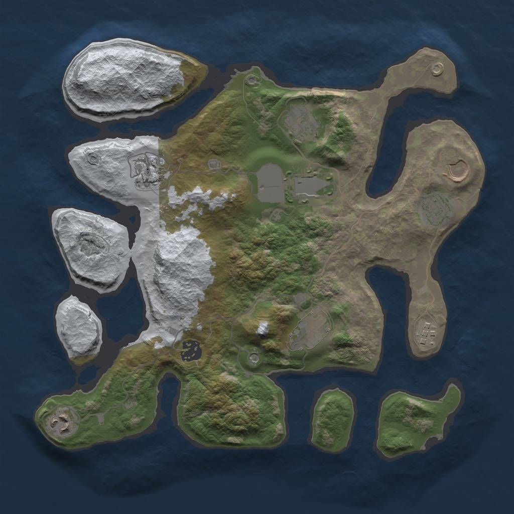 Rust Map: Barren, Size: 3500, Seed: 2816660, 12 Monuments