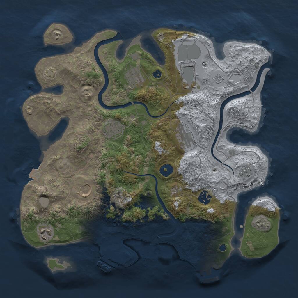 Rust Map: Procedural Map, Size: 3500, Seed: 3853005, 14 Monuments