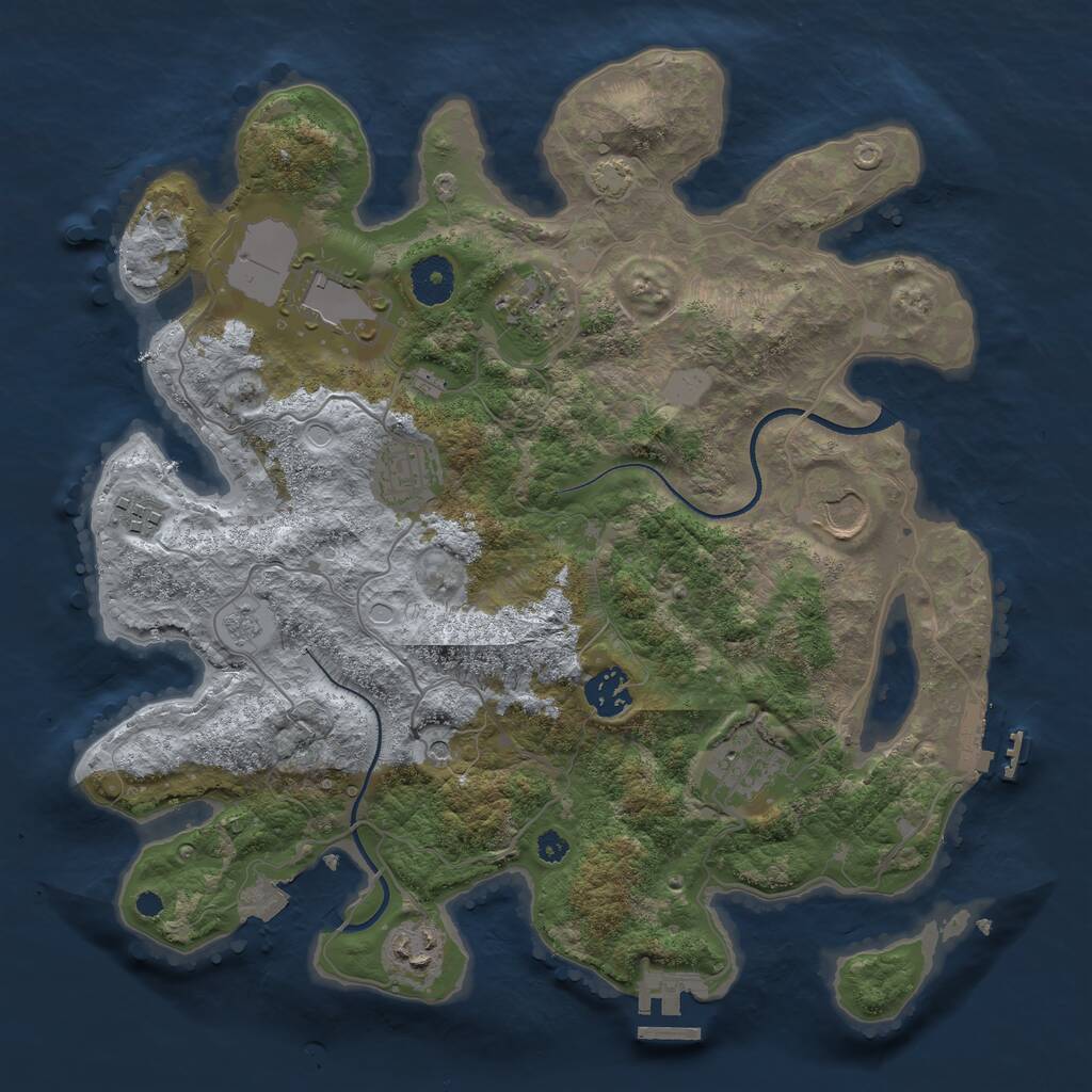 Rust Map: Procedural Map, Size: 3500, Seed: 898988, 14 Monuments