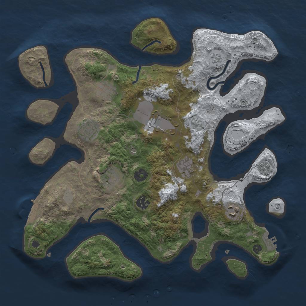 Rust Map: Procedural Map, Size: 3500, Seed: 721805, 17 Monuments