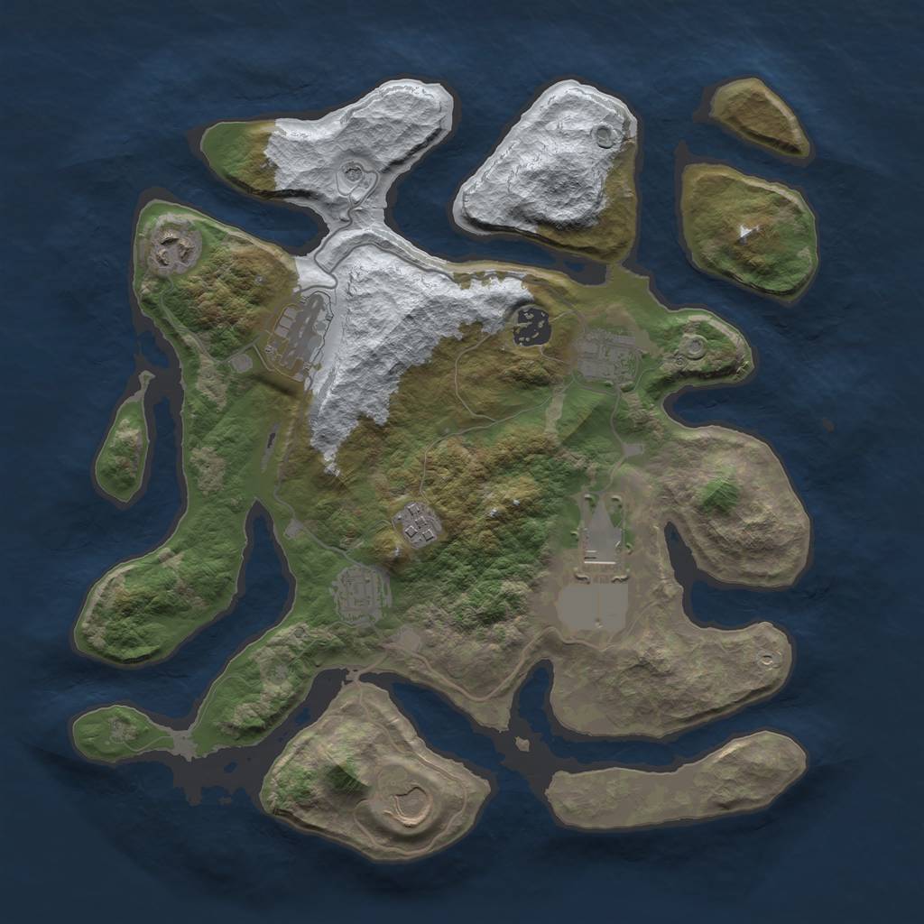 Rust Map: Barren, Size: 3500, Seed: 2332070, 11 Monuments