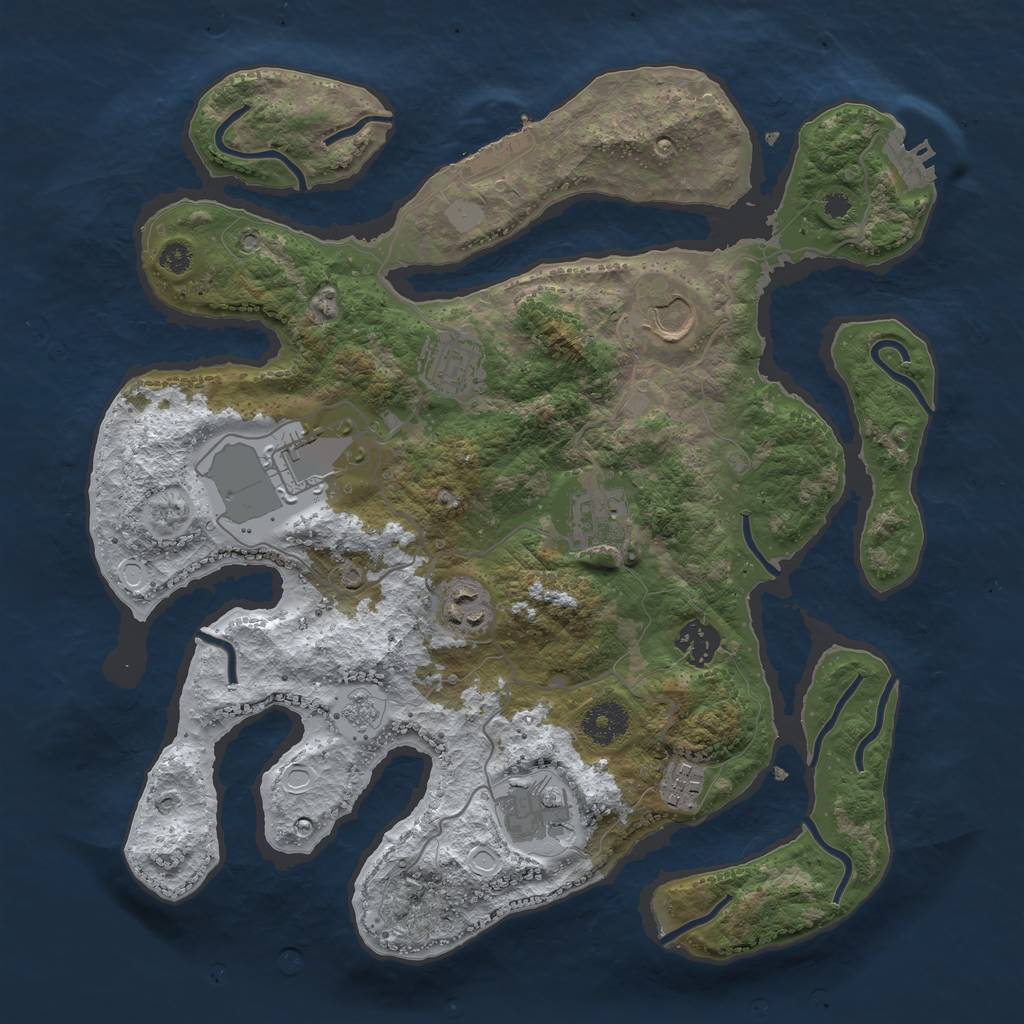 Rust Map: Procedural Map, Size: 3500, Seed: 318763, 16 Monuments