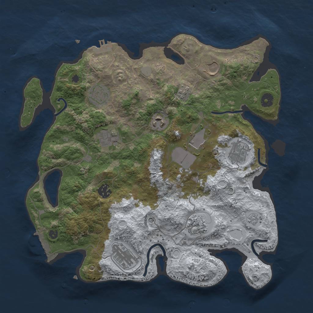 Rust Map: Procedural Map, Size: 3500, Seed: 1560595, 19 Monuments