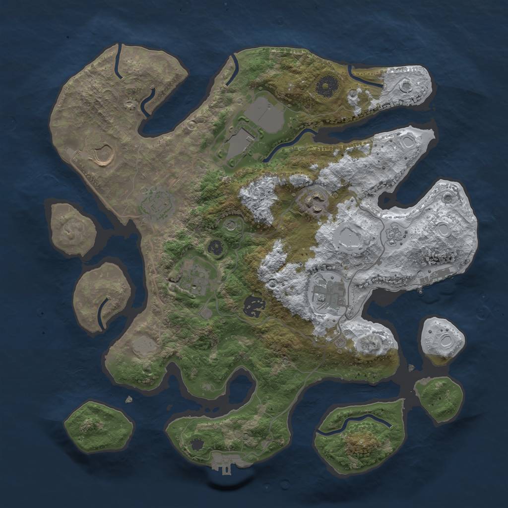 Rust Map: Procedural Map, Size: 3500, Seed: 1634850, 16 Monuments
