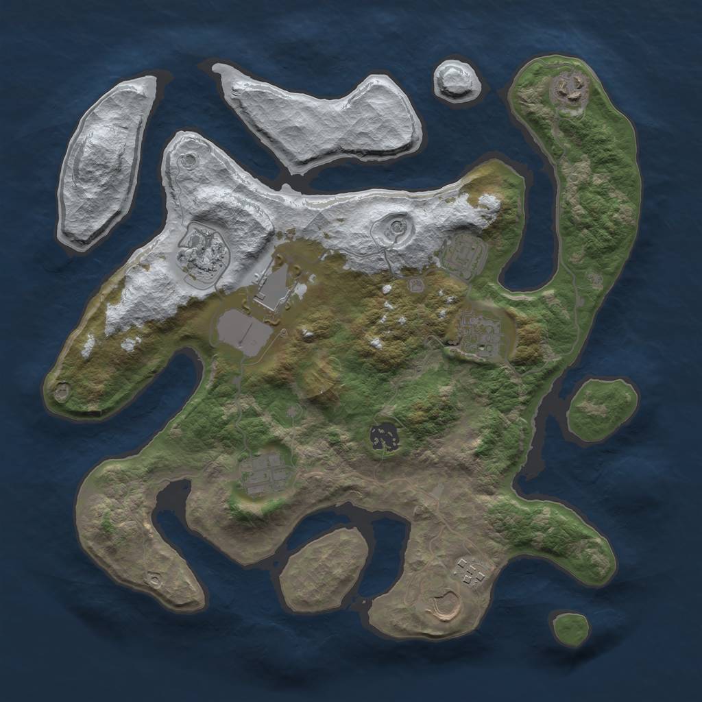 Rust Map: Barren, Size: 3500, Seed: 5232456, 12 Monuments
