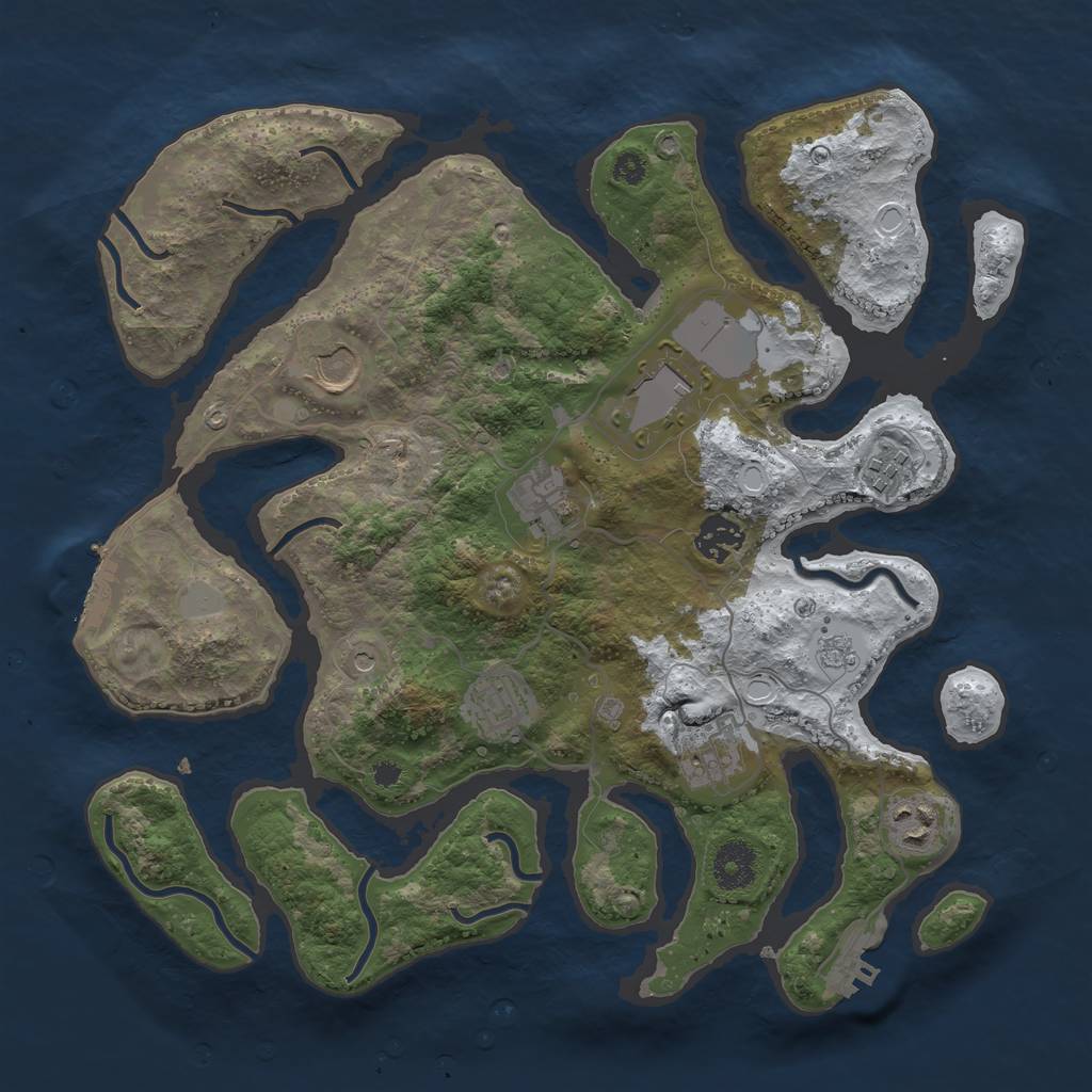 Rust Map: Procedural Map, Size: 3500, Seed: 3306396, 17 Monuments