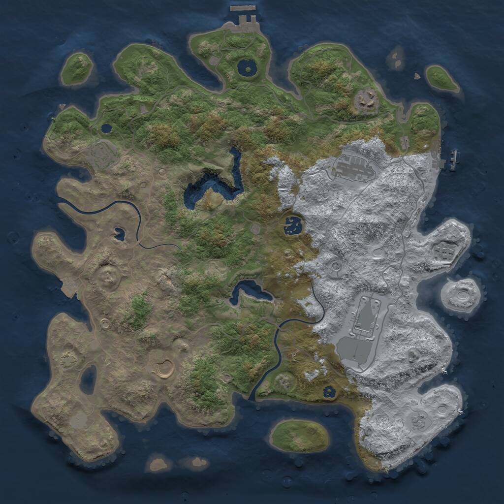 Rust Map: Procedural Map, Size: 4000, Seed: 423027186, 13 Monuments