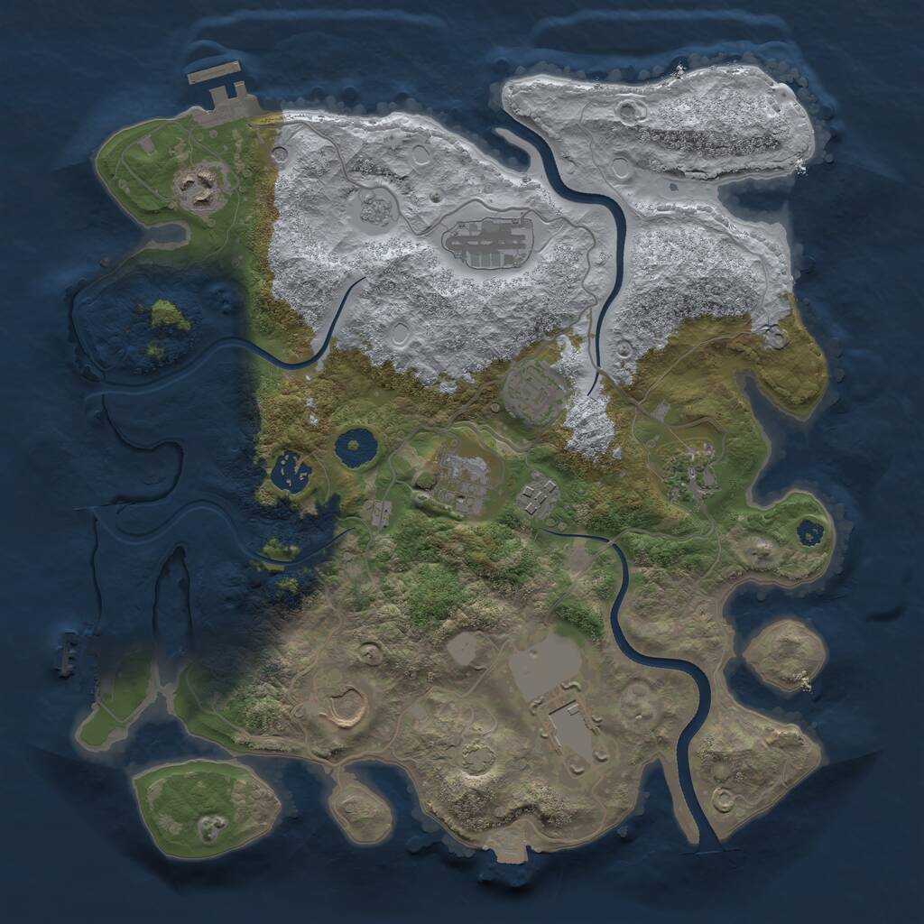 Rust Map: Procedural Map, Size: 3500, Seed: 267865713, 15 Monuments