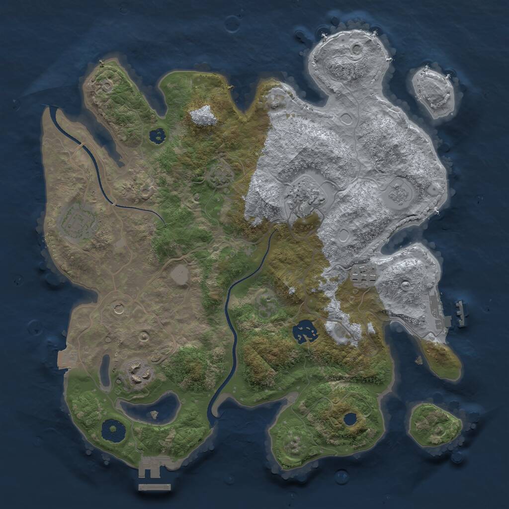 Rust Map: Procedural Map, Size: 3200, Seed: 57894217, 11 Monuments