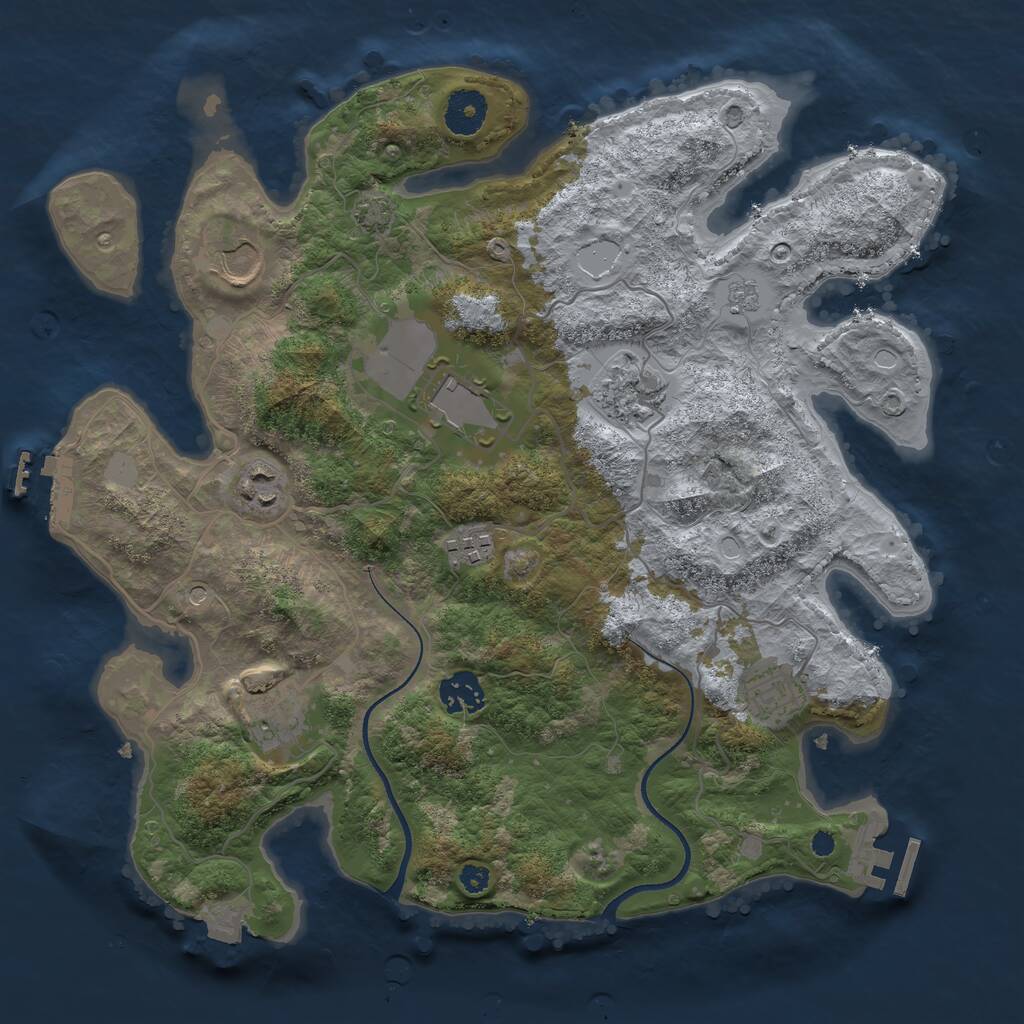 Rust Map: Procedural Map, Size: 3500, Seed: 3379962, 14 Monuments