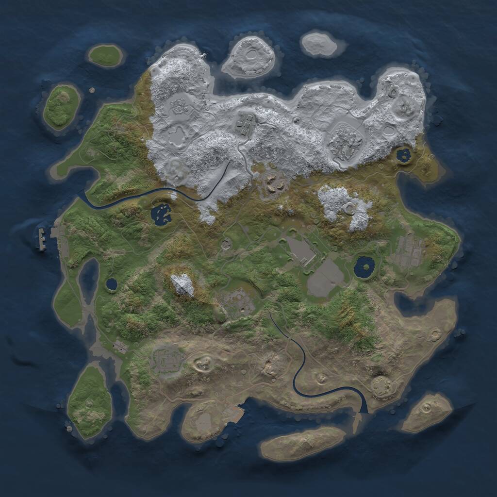 Rust Map: Procedural Map, Size: 3500, Seed: 3184009, 13 Monuments